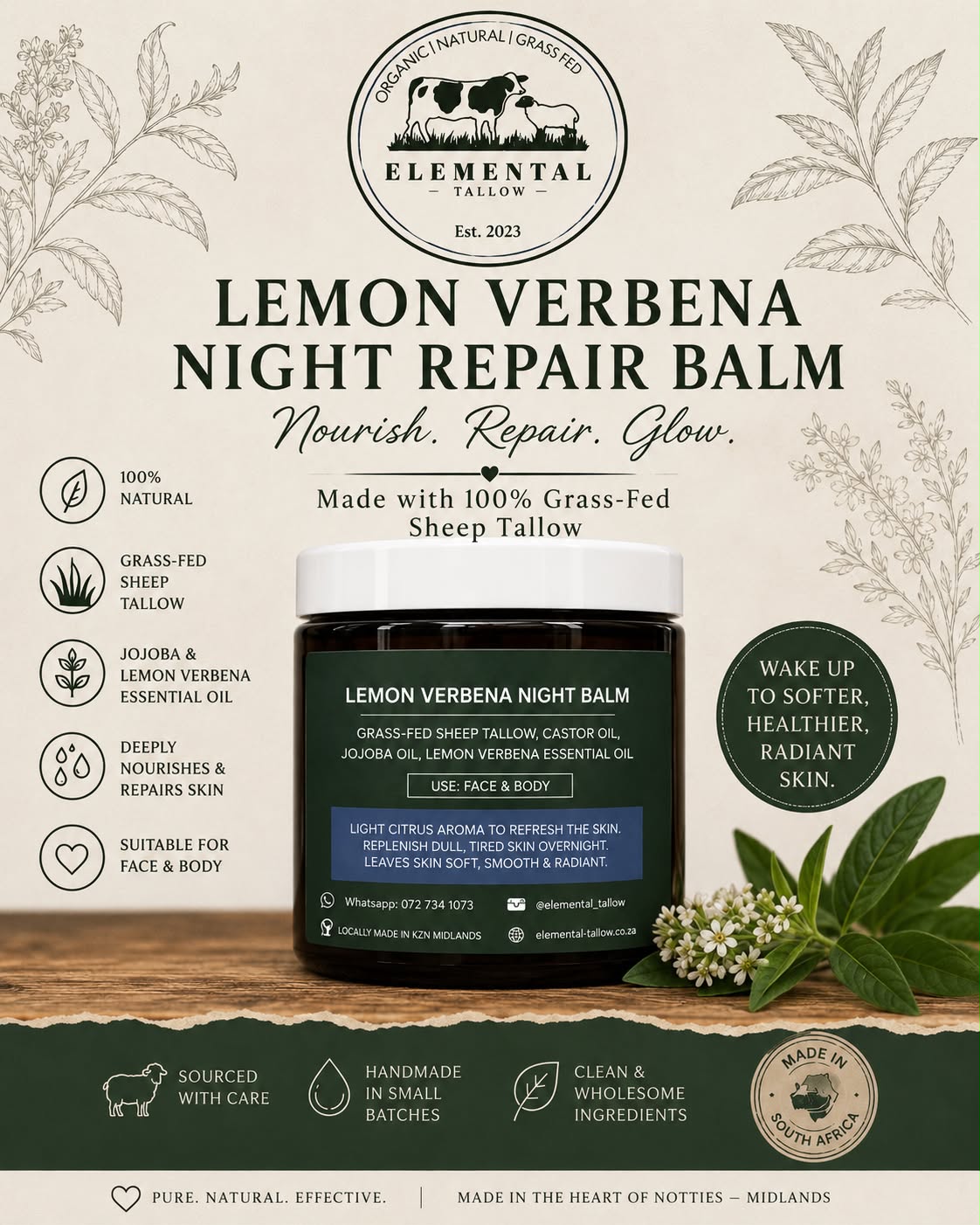 Night Repair - Lemon Verbena Sheep Tallow
