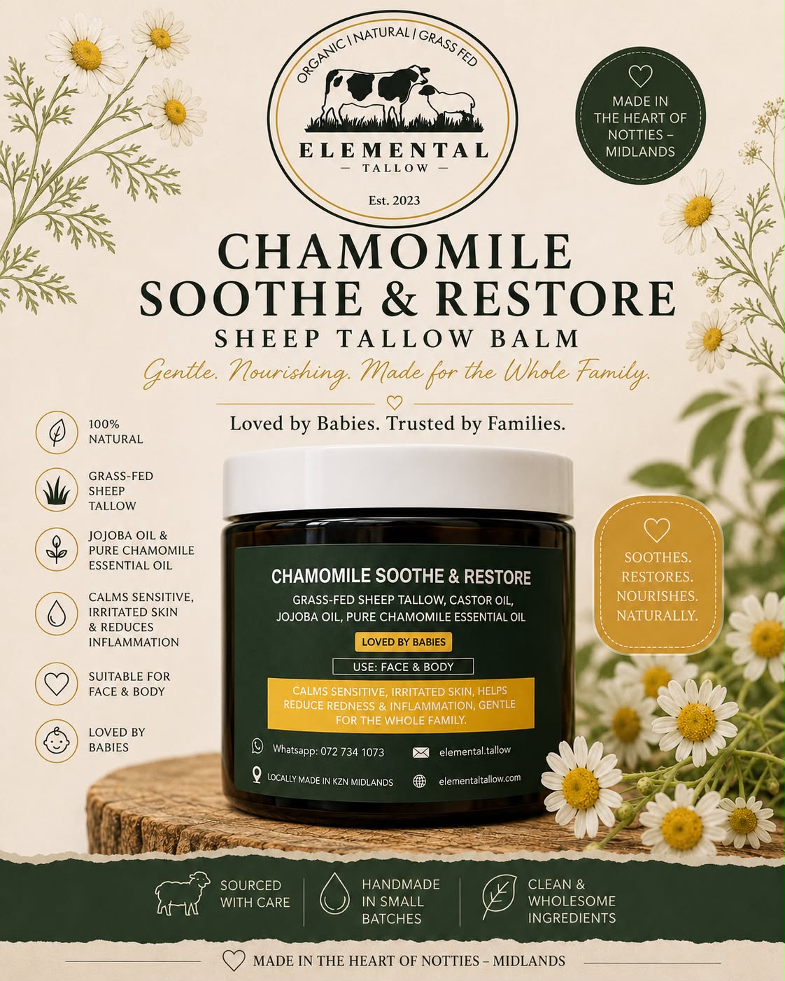 Soothing & Calming - Chamomile - Sheep tallow